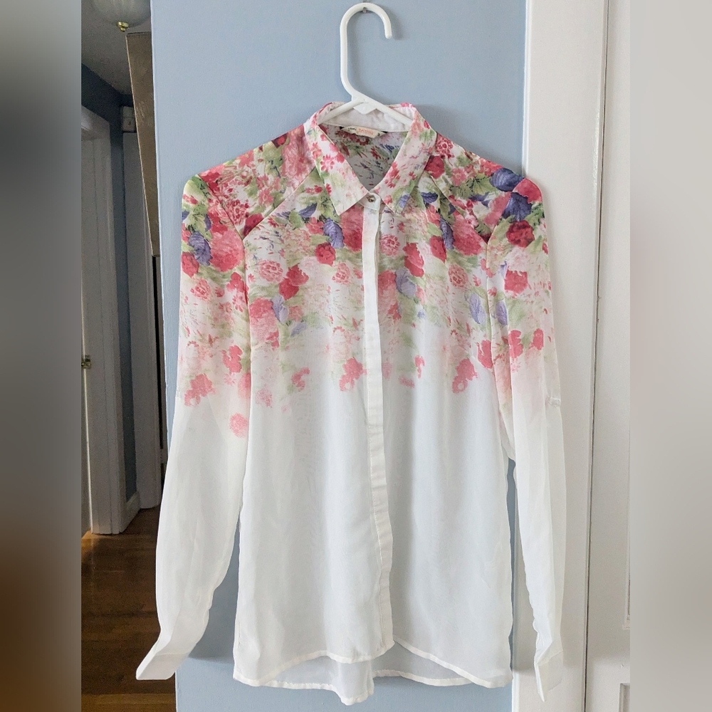 Bershka Floral Button-Down Shirt
